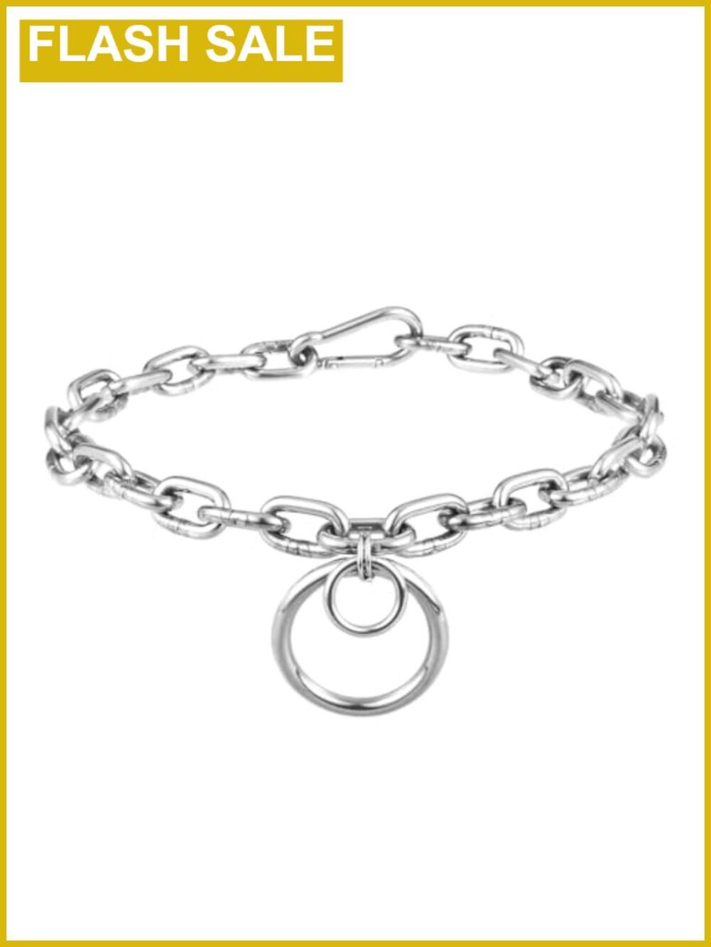 Stainless Steel O Ring Chain Choker 18.7in Heavy Chunky Necklace Punk Goth